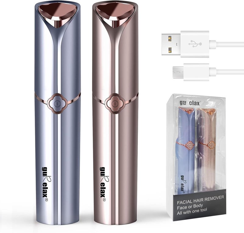 gurelax Facial Hair Removal for Women(1 Gold+1 Blue), Electric Hair Removal Device, Painless Facial Hair Remover for Chin Upper Lip Peach Fuzz, with a Storage Bag - Image 1